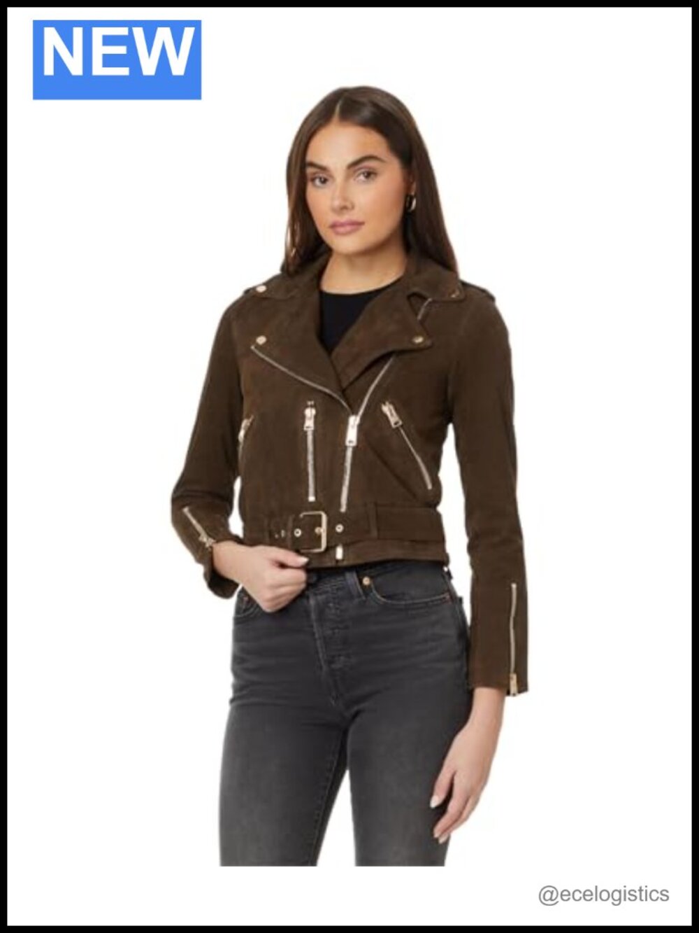 Women's Suede Biker Jacket Leather Moto Moto
